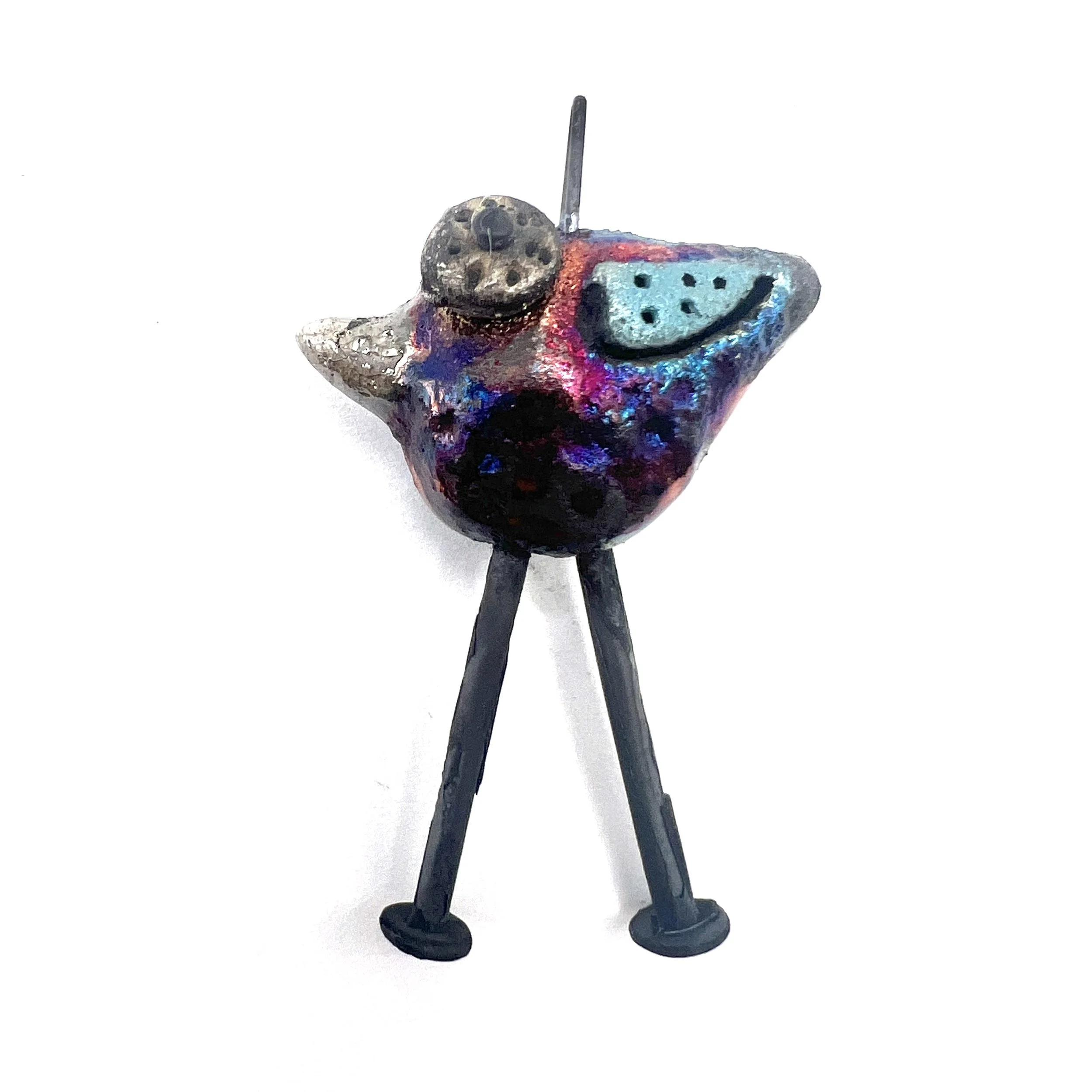 Raku Bird Bird with Legs Ceramic Pendant Raku Jewelry